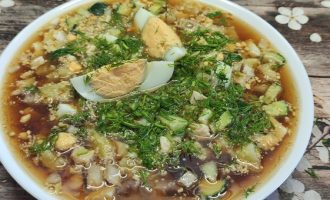Окрошка на квасе с мясом