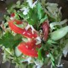 Салат из свежей капусты с помидорами и сулугуни